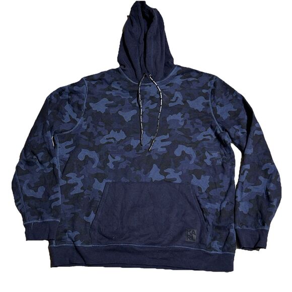 Karl Lagerfeld Navy Camo Hoodie w/ Solid Pocket Drawstring XL - Picture 1 of 6